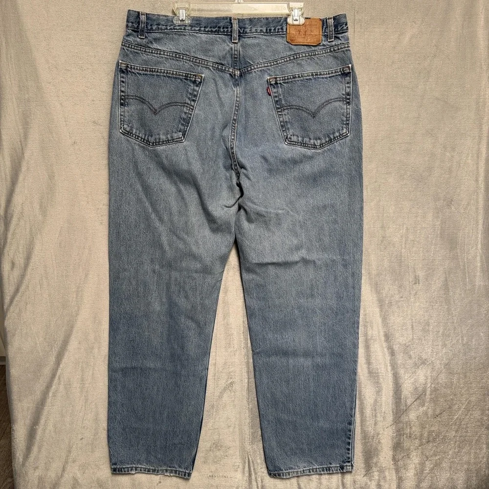 Levis 550 Jeans Mens 42x32 Blue Light Wash Relaxed Tapered‎ Denim Cotton vtg